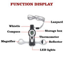 Kit para Acampamento 7 em 1 (Bussula, Apito, Termometro etc)