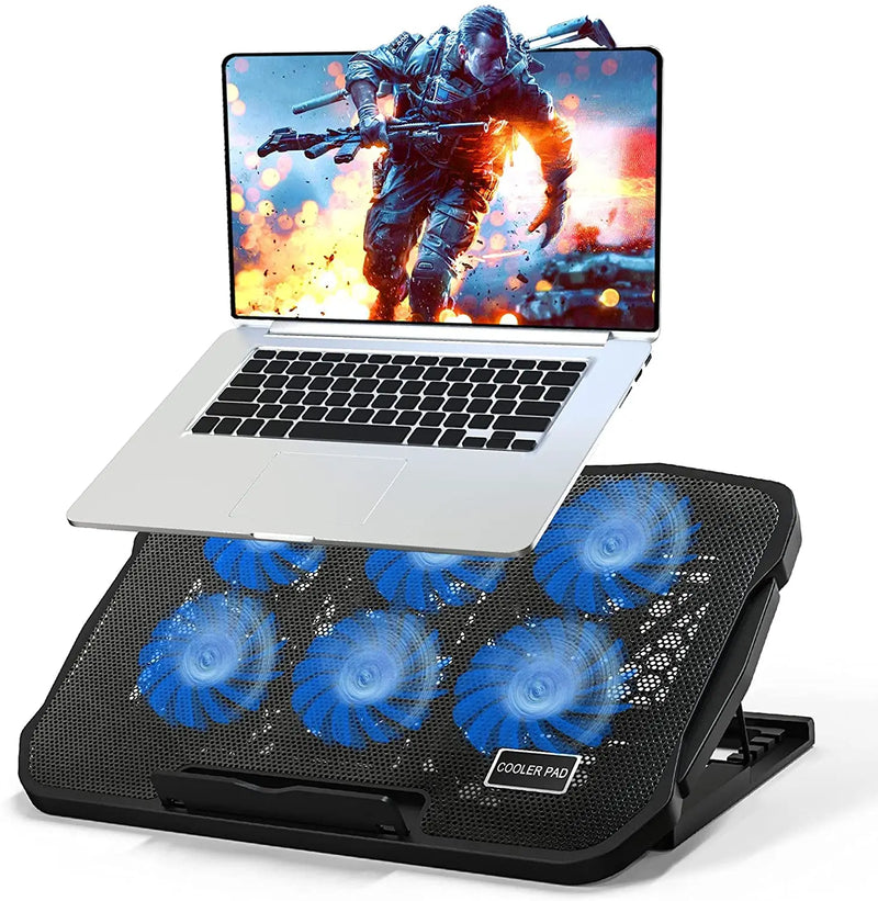 Gaming Laptop Cooler Six Fan Led Screen Two USB Port 2600RPM