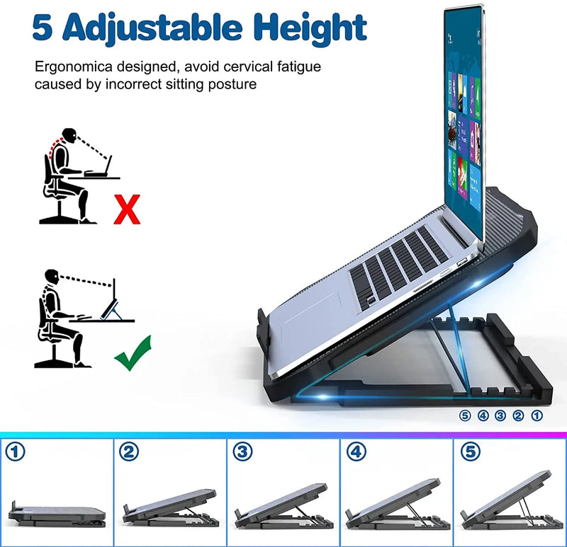 Gaming Laptop Cooler Six Fan Led Screen Two USB Port 2600RPM