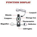 Kit para Acampamento 7 em 1 (Bussula, Apito, Termometro etc)