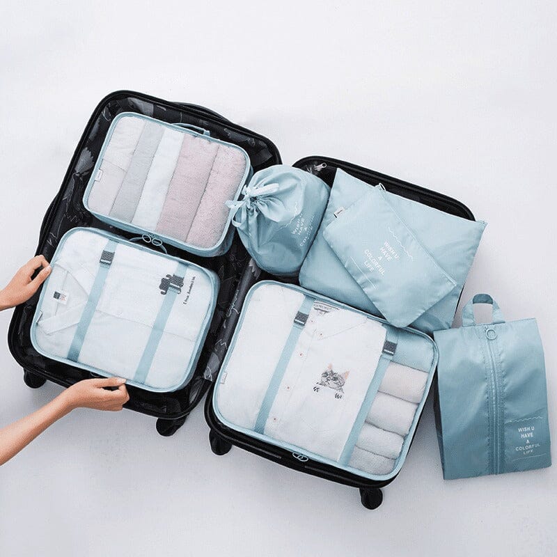 Kit 7 Bolsas Organizadoras Para Mala de Viagem STORAGE BAG - [PAGUE 4 LEVE 7 - SUPER PROMOÇÃO POR TEMPO LIMITADO] Diproposito  Ofertas Azul Céu 